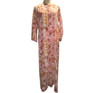 LOUNGEES 70s Vintage Floral House Dress With Pockets